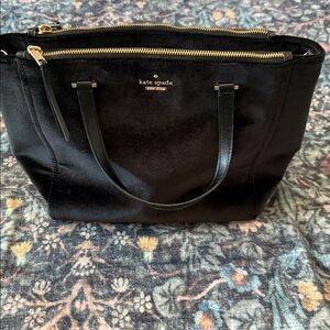 Kate Spade Black Tote with Gold Zippers
